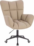 HR650K Scaun Crem Piele Ecologica Premium Soft cu Bază Neagră