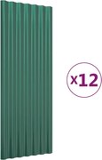vidaXL Panouri de acoperiș 12 buc. oțel galvanizat verde 100x36 cm