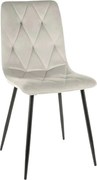 Scaun TOM, gri deschis/negru, stofa catifelata/metal, 45x39x91 cm