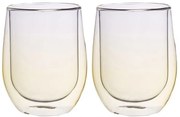 Set 2 pahare Arlen, pereti dubli, galben, 300 ml, 8.5x9.5 cm