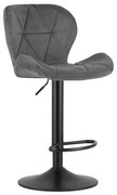 Scaun de bar cu picior negru WEST VELVET, gri