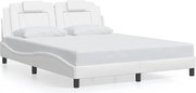 vidaXL Cadru de pat, Viana, fără saltea, alb, 160x200 cm, piele ecologică