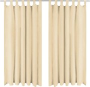 vidaXL Draperii micro-satin cu bride, 2 buc, 140 x 225 cm, bej