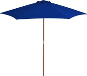 vidaXL Umbrelă de soare de grădină cu stâlp din lemn, albastru, 270 cm