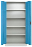 Dulap metalic universal, 90 x 40 x 185 cm, încuietoare cu cilindru, albastru - ral 5012