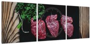 Tablou cu carne pe farfurie (cu ceas) (90x30 cm)