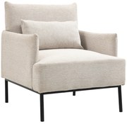 Scaun de Efect din Panza, Fotoliu, Fotoliu Modern pentru Camera de Zi cu Picioare din Otel si Perne pentru Dormitor, Alb crem; HOMCOM | Aosom RO