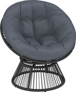 Outsunny Scaun Papasan rotativ 360° Fotoliu din coș cu pernă Cadru din oțel Fotoliu rotund din ratan Loungesessel Gri | Aosom Romania