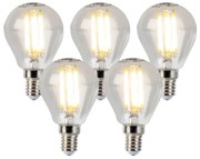 Set de 5 becuri LED cu filament E14 reglabile P45 5W 470lm 2700K