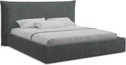 Pat matrimonial gri închis tapițat cu spațiu de depozitare cu somieră 140x200 cm Esala – Makamii