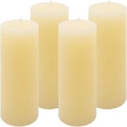 Set de lumânări rustice, 20 cm, Ø 7,5 cm, crem, 4 buc