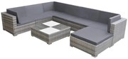 vidaXL Set mobilier de grădină cu perne, 8 piese, gri, poliratan