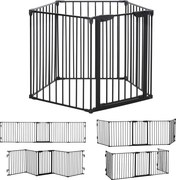 PawHut Poartă pentru Câini de Talie Mică și Medie, Țarc Pliabil cu Structură Modulară cu 5 Panouri, 300x3x74.5 cm, Negru | Aosom Romania