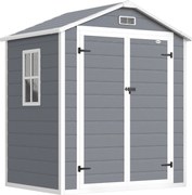 Outsunny Magazie Metalica pentru Gradina Gri Spatiu Depozitare Exterior | Aosom Romania