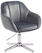 HR2055CROSS Scaun Grafit din Catifea cu Bază Cromata