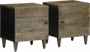 vidaXL Noptiere 2 buc Gri deschis 40x33x46 cm Lemn masiv de mango