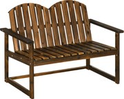 Outsunny Bancă de grădină pentru 2 persoane, design rustic, lemn de pin, 114x63x86 cm | Aosom Romania