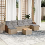 vidaXL Set canapele de grădină, 8 piese, cu perne, bej, poliratan