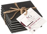 Set 6 suporturi pentru protectie, ardezie, gri, 10 x 10 cm