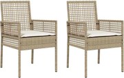 vidaXL Scaun pentru Grădină 2 pcs Bej 55 x 53 x 85 cm poliratan