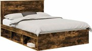 vidaXL Cadru de pat Stejar fumuriu 160 x 200 cm Lemn de pin masiv