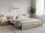 Pat de o persoana IKAROS DOUBLE 120 x 200 cm, stejar sonoma/gri Saltele: Cu saltele Coco Maxi 20 cm, Somiera pat: Cu lamele curbate