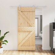 vidaXL Ușă glisantă cu set de feronerie 85x210 cm, lemn masiv de pin