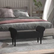 HOMCOM Bancă de Capăt de Pat cu Cotiere Rulate, Bancă Căptușită pentru Dormitor, 102x36x51 cm, Negru | Aosom Romania