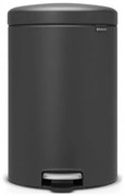 Cos de gunoi cu pedala Brabantia NewIcon 649747, 20 L, Inchidere lina, Baza antiderapanta, Acoperire minerala, Gri închis