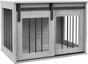 PawHut Cușcă pentru câine animale de interior ușă glisantă, metal cu efect lemn, dim. 57H x 80L x 54l cm | Aosom Romania