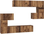 vidaXL Set comodă TV Pe perete 8 pcs Lemn Vechi Lemn compozit