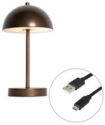 Lampă de masă de exterior bronz închis reîncărcabilă cu LED inclus, cu 3 trepte de intensitate luminoasă - Keira