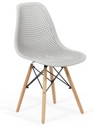 Scaun terasa gri BUC 254 - Plastic rezistent, Picioare din lemn, Design modern