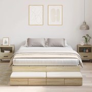 vidaXL Cadru de pat cu depozitare Stejar Sonoma 226.5 x 135 x 31.5 cm
