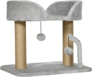 PawHut Ansamblu de Joacă pentru Pisici cu Sisal pentru Zgâriat, Culcuș și Bile, 48x38x42 cm, Gri | Aosom Romania
