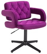 HR8403CROSS Scaun Fucsia Catifea cu Bază Neagră