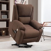 HOMCOM Scaun Electric Rabatabil cu 8 Puncte de Masaj și Suport pentru Picioare, Fotoliu Modern din Țesătură, 87x92x105 cm, Cafea | Aosom Romania