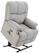 HOMCOM Scaun cu Ajutor pentru Ridicare, Scaun de Masaj, Fotoliu Relaxant cu Port USB, Scaun TV cu Telecomandă, Buzunar Lateral, Scaun TV Inclinabil în Aspect de Catifea, Gri | Aosom Romania