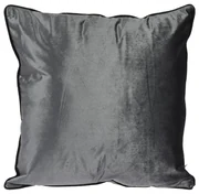 Perna decorativa Evia, aspect de catifea, 45x45 cm, argintiu/negru