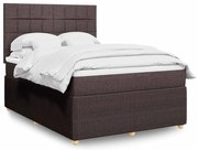 vidaXL Pat box spring cu saltea, maro închis, 140x200 cm, textil