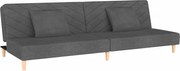 vidaXL Canapea extensibilă cu 2 locuri, 2 perne, gri închis, textil