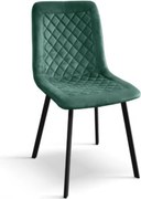 SET 4 Scaune Slim, structura metalica, catifea - STANDARD - NEGRU - VERDE INCHIS - CATIFEA