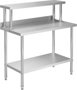 vidaXL Masă bucătărie cu raft superior, 120x60x120 cm, oțel inoxidabil