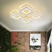 Lustra LED Cu Telecomanda, Elit's Cristal, 4 Patrate, Alb, 180 W, RGB