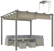 Outsunny Pergolă de Grădină 3 x 3 m, Acoperiș de Terasă Ajustabil, Cadru din Aluminiu, Protecție Solară UPF30+, Gri | Aosom Romania