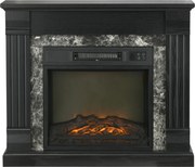 HOMCOM Semineu Electric de Podea cu Temporizator, Flacara Realista si Temperatura Reglabila, din Metal, ABS si PAL, 80x21.6x67.8 cm, Negru | Aosom RO
