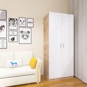 Dulap Depozitare RIO, Sonoma cu usi Albe, 175x100x50cm, Material PAL 18mm