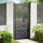 vidaXL Poarta de gradina neagra 105x205 cm Design cruce de otel