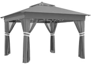 Outsunny Foisor tip pop-up 3 x 3(m),20 lumini LED alimentate de la soare,geanta cu roti, 4 saci de greutate, inaltime reglabila, Gri | Aosom Romania