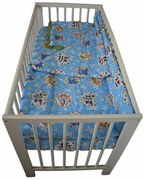 Lenjerie Patut Bebe NOVOKIDS™ din BUMBAC 100% , 3 Piese, Dimensiune Universala, PILOTA INCLUSA, Animalute, Albastru